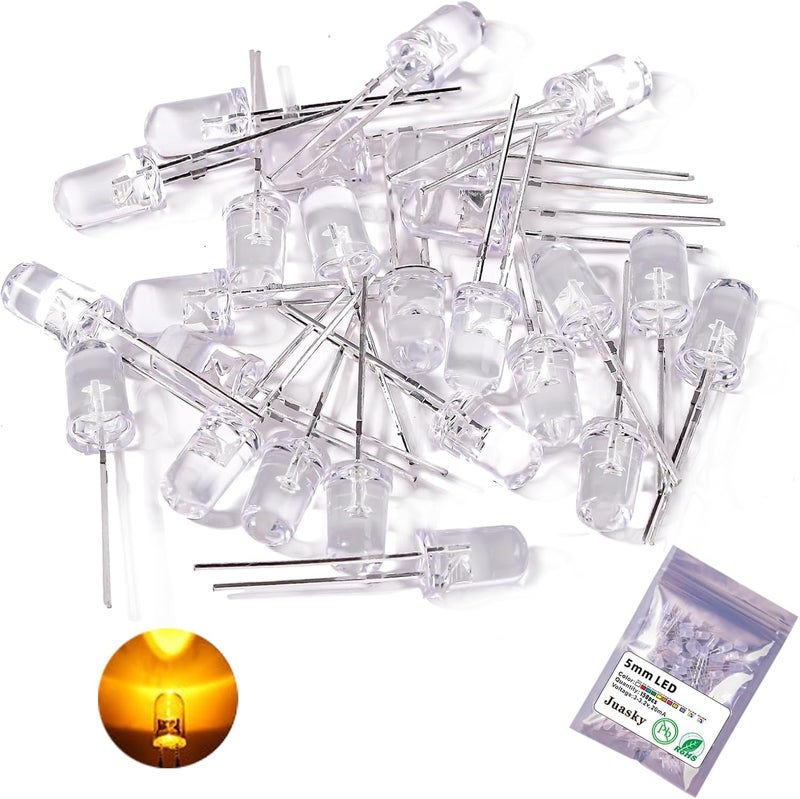 Juasky 150pcs 5mm LED Diode Lights,Clear LED Light Emitting Diodes for Science Experiment DIY Projects - Image 1